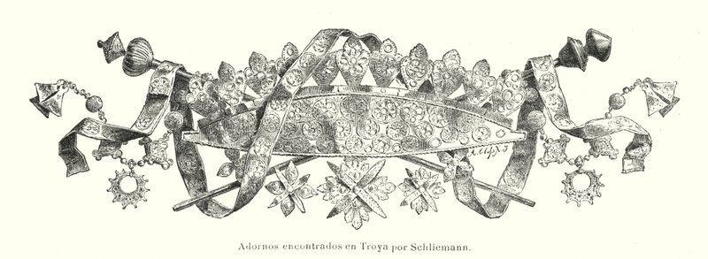 Schmuckstück, gefunden vom deutschen Archäologen Heinrich Schliemann bei seinen Ausgrabungen in Troja von German School