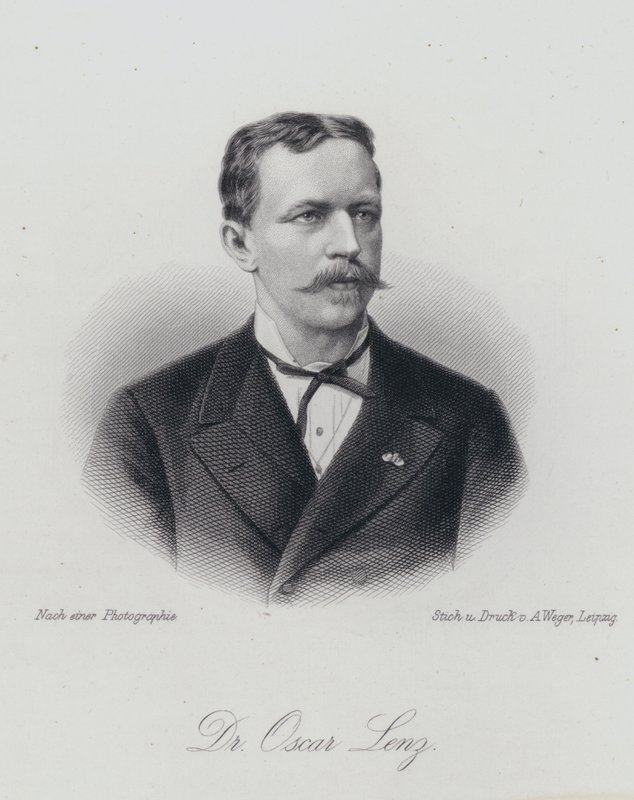 Oskar Lenz, deutsch-österreichischer Geologe und Mineraloge (Gravur) von German School