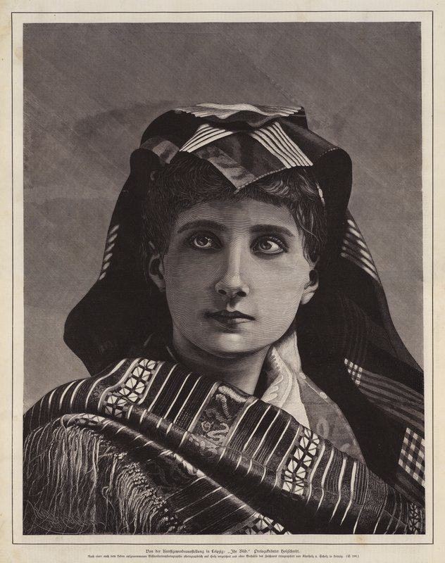 Porträt einer Frau, preisgekrönter Holzschnitt von der Kunst- und Handwerksausstellung, Leipzig, Deutschland von German School