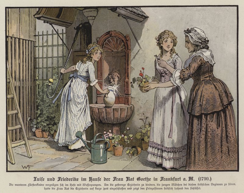 Prinzessinnen Louise und Frederica von Mecklenburg-Strelitz im Haus von Frau Goethe in Frankfurt von German School