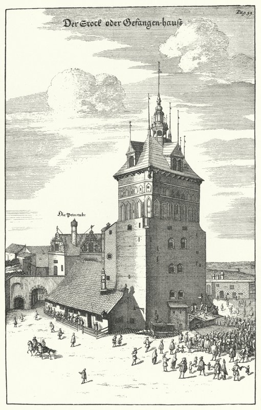 Öffentliche Auspeitschung in Danzig Ende des 17. Jahrhunderts (Gravur) von German School