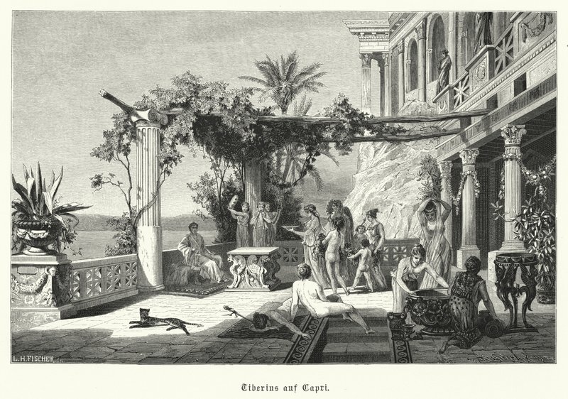 Römischer Kaiser Tiberius auf der Insel Capri von German School