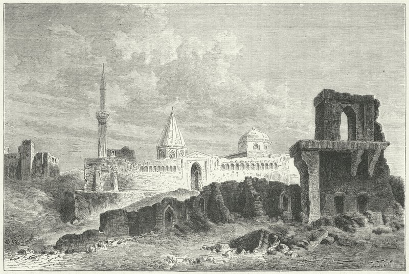 Ruinen des Palastes der Seldschuken in Konya, Türkei (Stich) von German School