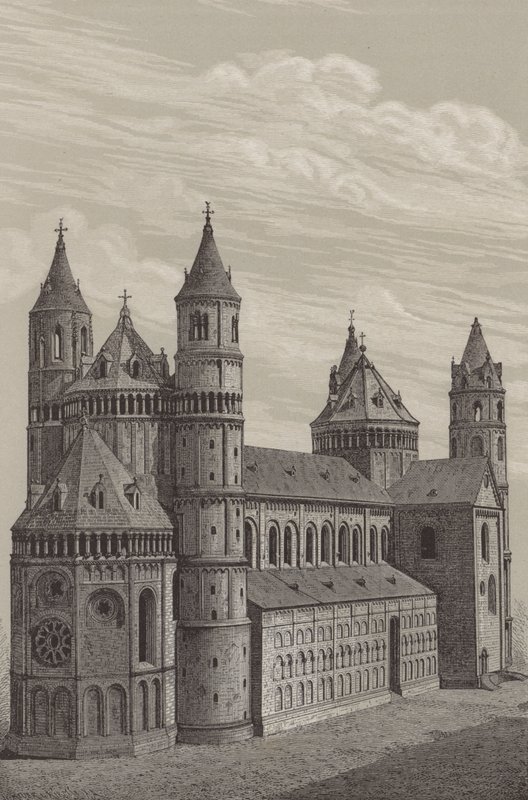 Dom St. Peter, die Kathedrale in Worms, Deutschland (Lithografie) von German School