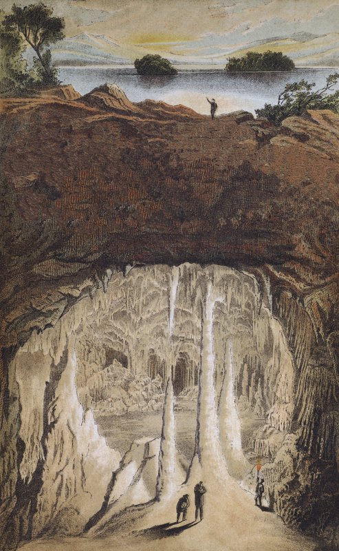 Stalaktiten und Stalagmiten in einer Höhle von German School
