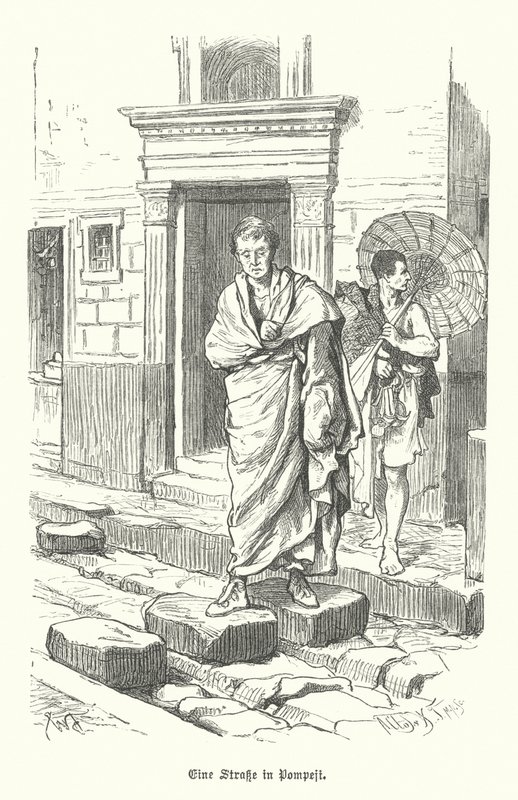 Straße in der antiken römischen Stadt Pompeji (Stich) von German School