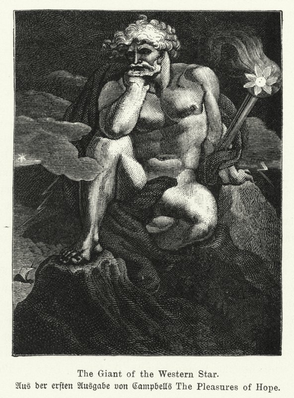 Der Riese des westlichen Sterns, Illustration aus der Erstausgabe des schottischen Dichters Thomas Campbells Die Freuden der Hoffnung von German School