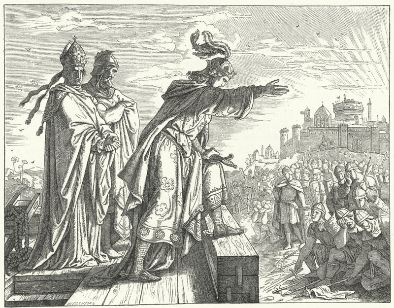Der Heilige Römische Kaiser Otto III. beschuldigt die Römer der Illoyalität (Gravur) von German School