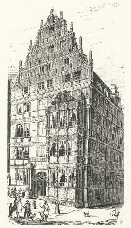 Das Haus des deutschen Universalgelehrten Gottfried Wilhelm Leibniz in Hannover (Stich) von German School