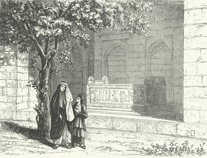 Grab des persischen Dichters Saadi in der iranischen Stadt Schiras (Stich) von German School
