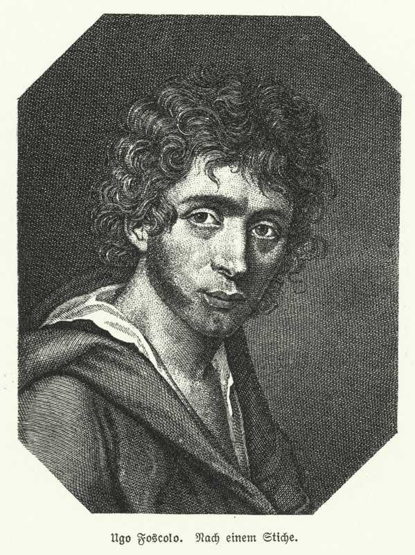 Ugo Foscolo, italienischer Dichter, Soldat und Revolutionär (Lithografie) von German School