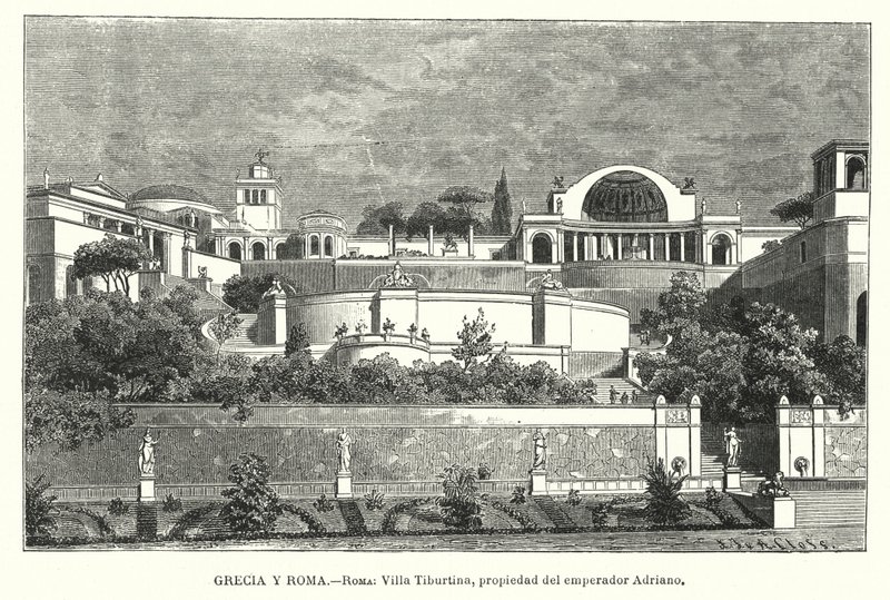 Villa des römischen Kaisers Hadrian, Tivoli, Italien von German School