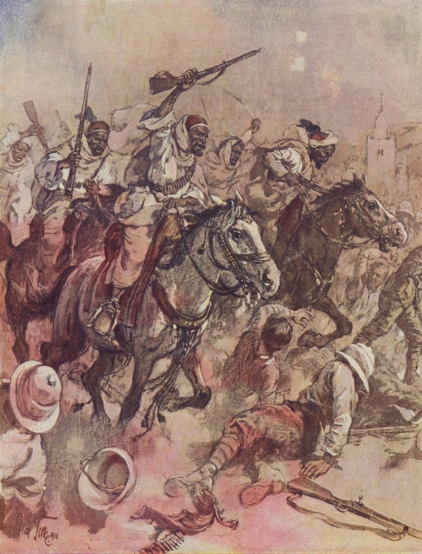 Krieger des Scheichs von Senussi vertreiben die Briten aus Matruh, östlich von Sollum, Ägypten von German School