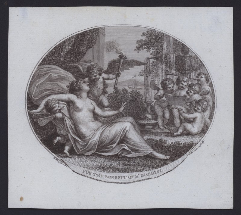 Benefizkarte für den italienischen Geiger, Komponisten und Opernimpresario Felice de Giardini von Giovanni Battista (after) Cipriani