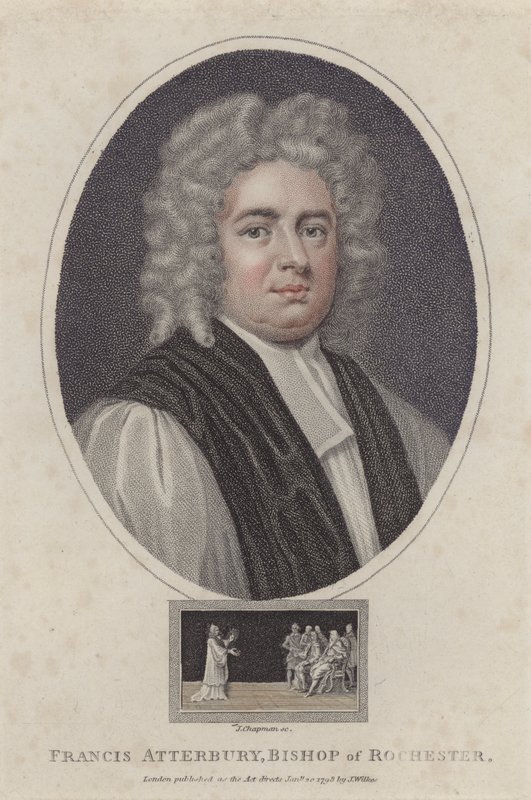 Francis Atterbury, Bischof von Rochester (kolorierte Gravur) von Godfrey (after) Kneller