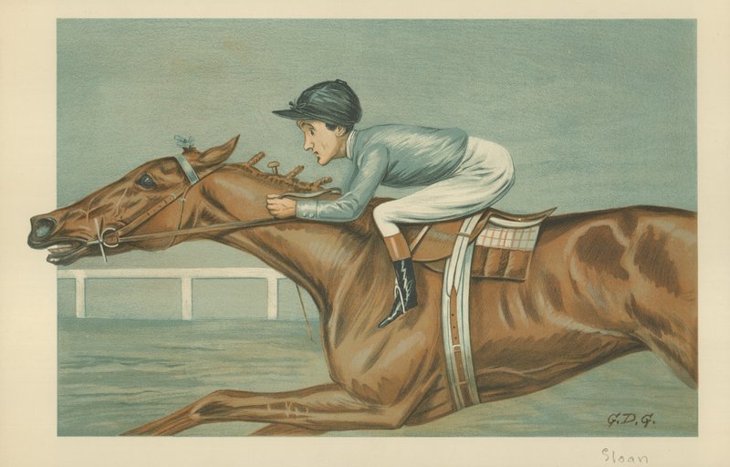 Tod Sloan, ein amerikanischer Jockey, 25. Mai 1899, Vanity Fair Karikatur von Godfrey Douglas Giles