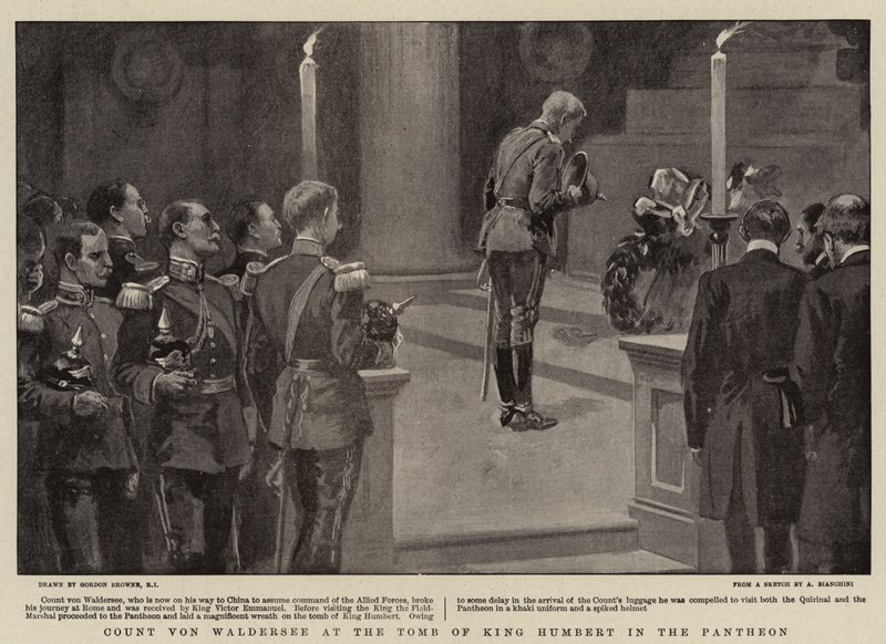 Graf von Waldersee am Grab von König Humbert im Pantheon von Gordon Frederick Browne