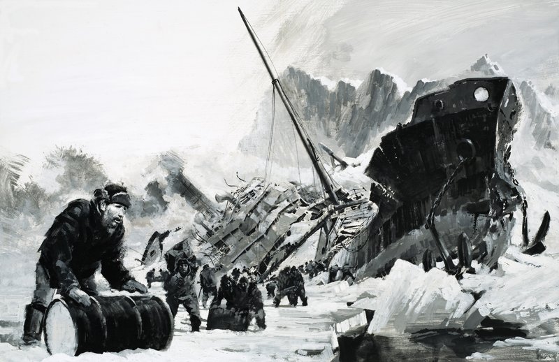 Unbekanntes Schiffswrack auf einem eisigen Gletscher von Graham Coton