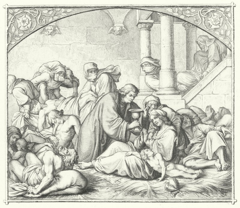 Martin Luther tröstet Pestkranke (Stich) von Gustav Ferdinand Leopold Konig