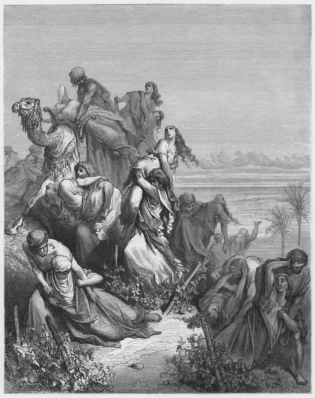 Die Kinder Benjamins entführen die Jungfrauen von Jabesch-Gilead von Gustave Dore
