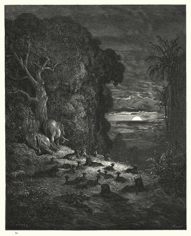 Illustration von Gustave Doré für Miltons Paradise Lost, Buch VII, Zeilen 581, 582 von Gustave Dore