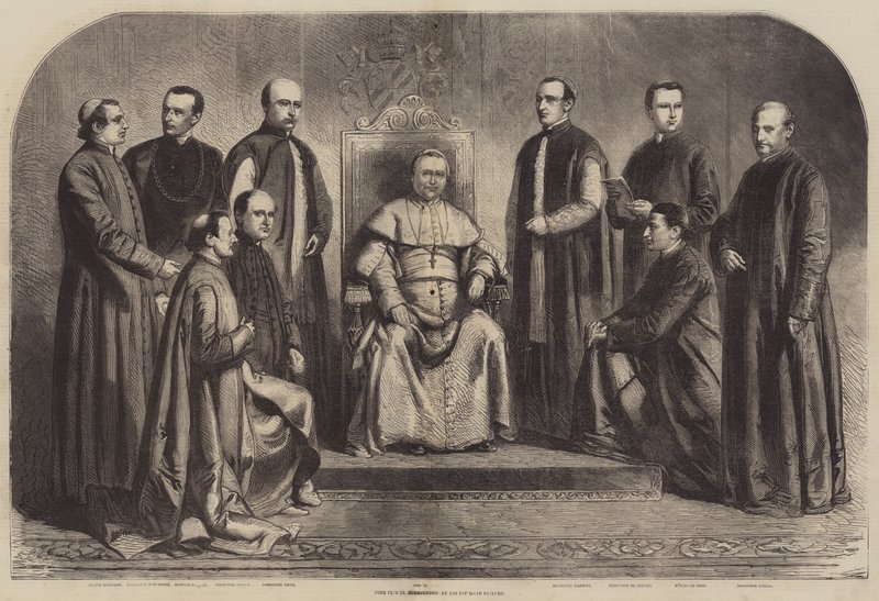 Papst Pius IX. umgeben von seinen engen Freunden von Gustave Janet