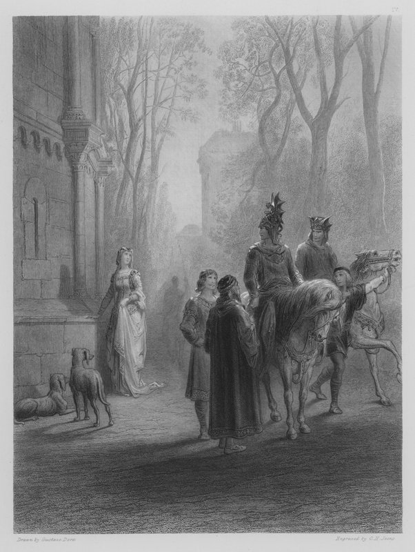 Lancelot verabschiedet sich von Elaine von Gustave after Dore