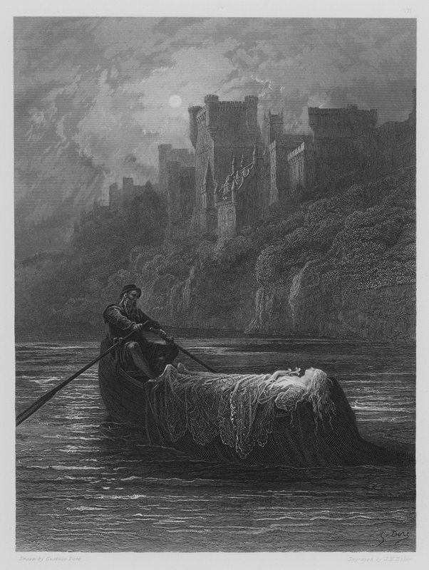 Der Körper von Elaine auf dem Weg zum Palast von König Artus von Gustave after Dore
