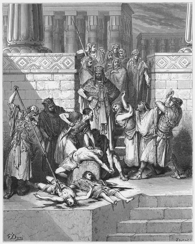 Gustave Doré Bibel: Abschlachtung der Söhne Zedekias vor ihrem Vater von Gustave Dore