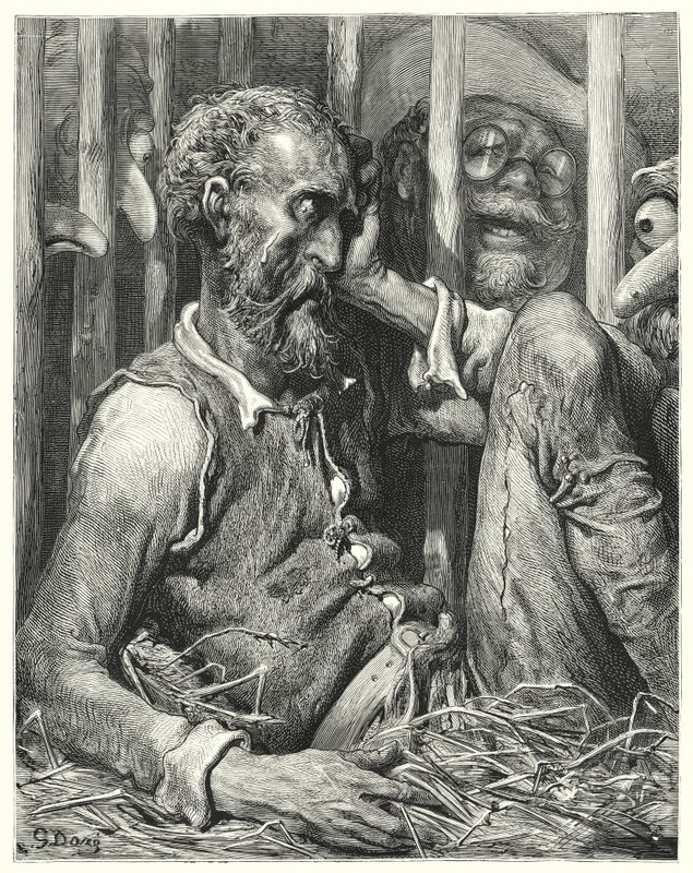 Gustave Dorés Don Quixote: "Don Quixote war nicht so sehr über seine Verzauberung erstaunt wie über die Art und Weise davon" von Gustave Dore