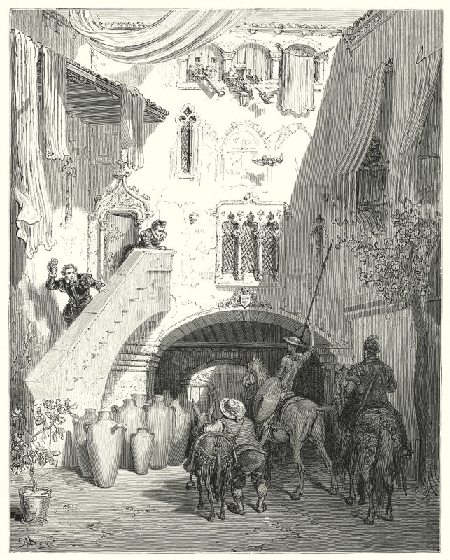 Oh, ihr Tobosianischen Urnen! die in meinem Geist die Gedanken an das süße Pfand meiner bittersten Sorgen wecken! (Illustration von Don Quixote) von Gustave Dore