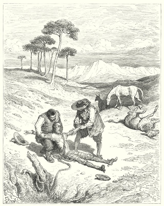 Gustave Dorés Don Quixote: "Sie stellten fest, dass seine Augen geschlossen waren, als ob er fest schlief" von Gustave Dore