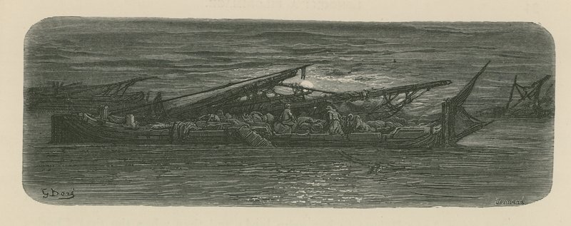 Menschen auf dem Deck eines Bootes auf der Themse von Gustave Dore