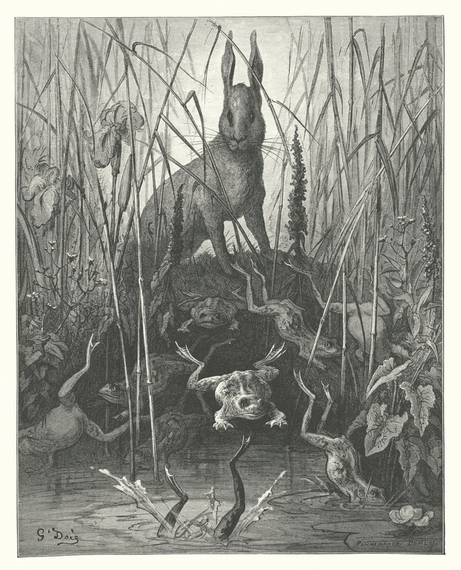 Die Fabeln von La Fontaine: Der Hase und die Frösche von Gustave Dore