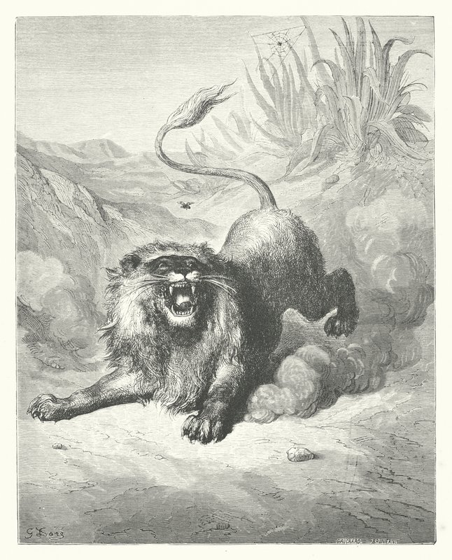 Die Fabeln von La Fontaine: Der Löwe und die Mücke von Gustave Dore
