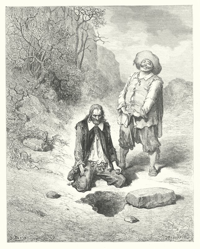 Die Fabeln von La Fontaine: Der Geizhals, der seinen Schatz verlor von Gustave Dore