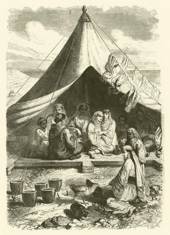 Marokkanische Juden in Gibraltar, geflohen vor Massakern in Tetouan (Gravur) von Gustave Janet
