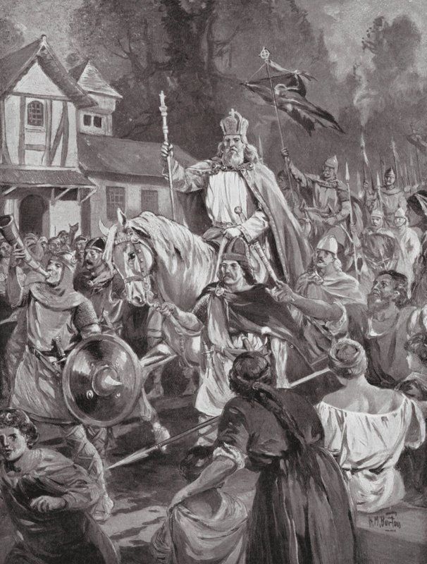 Karl der Große kehrt nach Brüssel zurück, sein Landsitz von H. M. (after) Burton