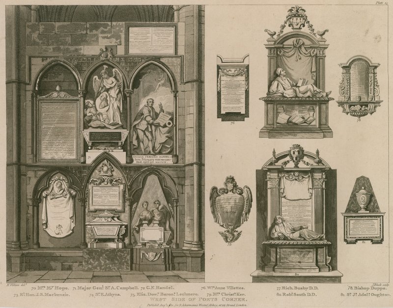 Westseite der Poets Corner, Westminster Abbey, London von H. Villiers