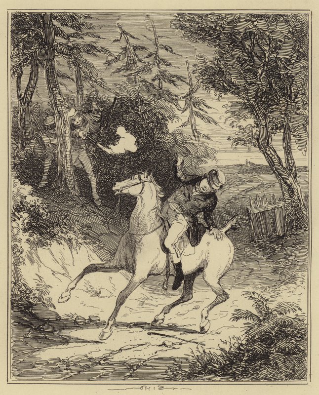 Die Ludditen erschießen Mr. Horsfall (Gravur) von Hablot Knight (1815 92) (after) Browne