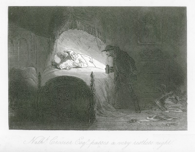 Straßen von London: Nathaniel Crosier, Esq, verbringt eine sehr unruhige Nacht (Stich) von Hablot Knight (1815 92) Browne