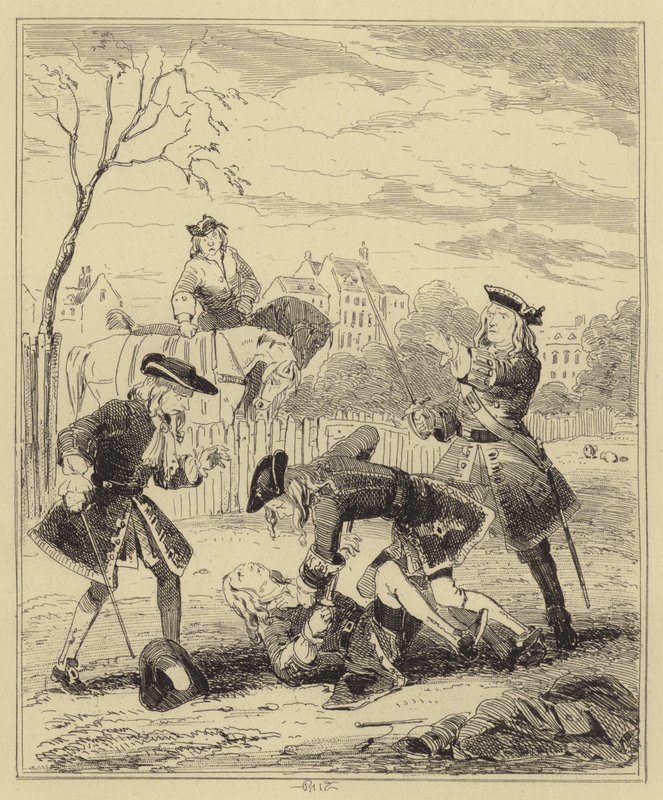 Duell zwischen Lord Mahon und dem Herzog von Hamilton von Hablot Knight Browne