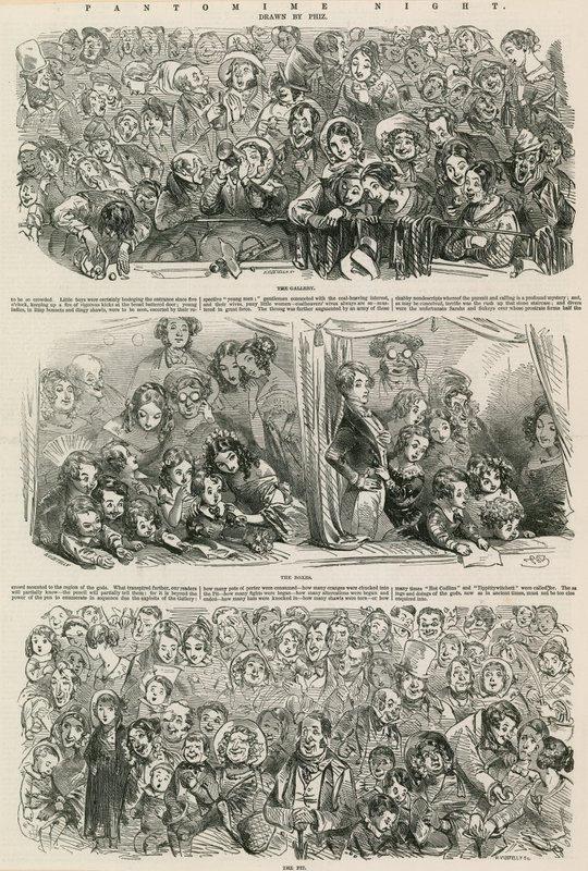 Pantomimenacht: Die Galerie, Die Logen, Die Grube von Hablot Knight Browne