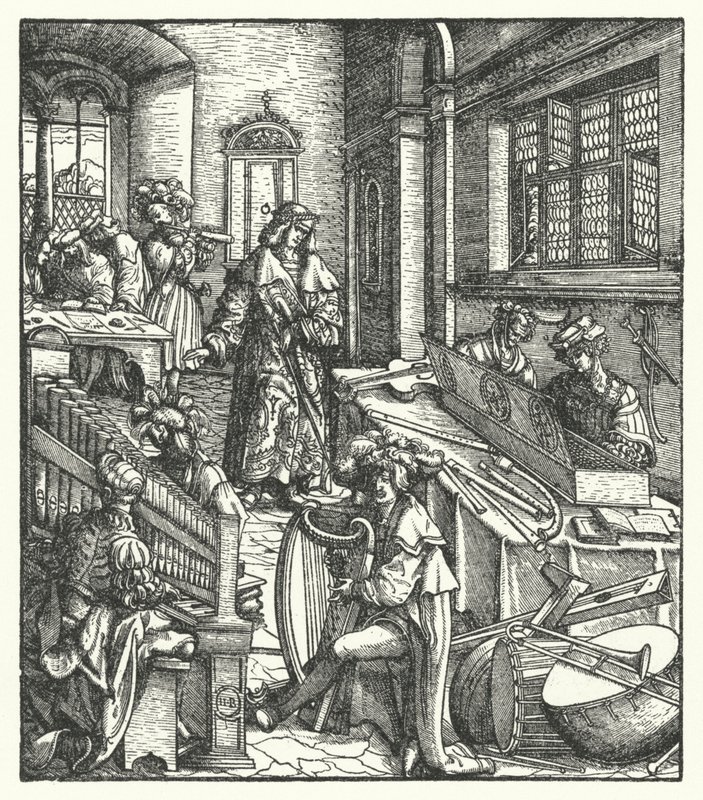 Erzherzog Maximilian von Österreich als Musikmäzen (Gravur) von Hans (after) Burgkmair