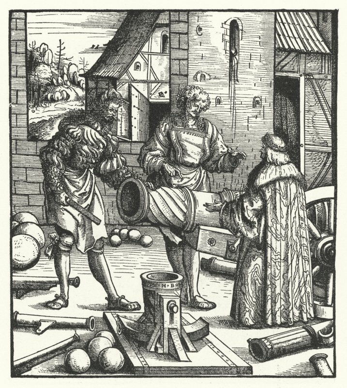 Erzherzog Maximilian von Österreich berät sich mit Büchsenmachern von Hans (after) Burgkmair