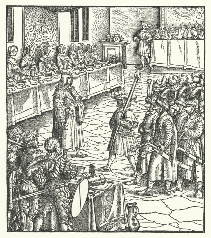 Erzherzog Maximilian von Österreich leitet ein Mummenspiel von Hans (after) Burgkmair