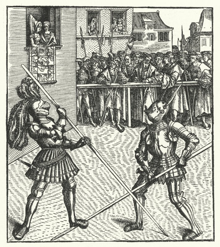 Erzherzog Maximilian von Österreich kämpft zu Fuß mit einer Lanze von Hans (after) Burgkmair