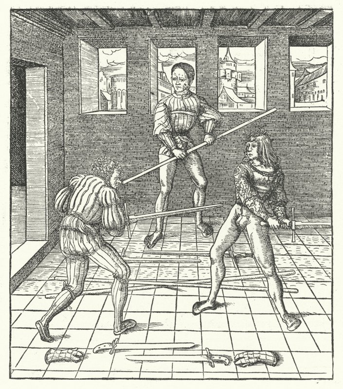 Erzherzog Maximilian von Österreich lernt die Kunst des Fechtens von Hans (after) Burgkmair