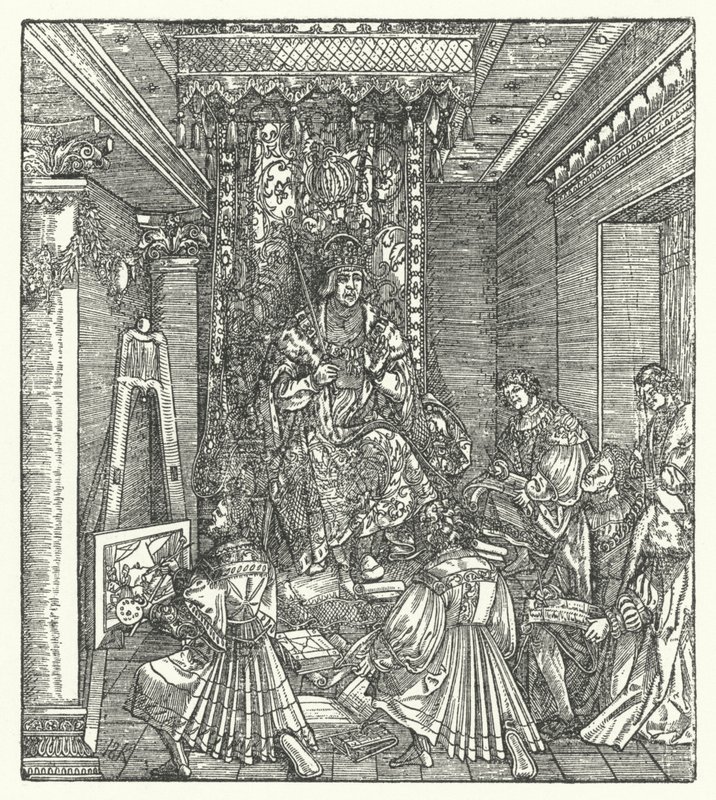 Der Prinz mit den Verkündern seines Ruhms (Gravur) von Hans (after) Burgkmair