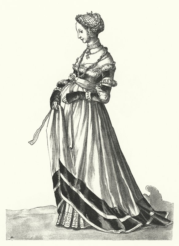 Kostüm einer Frau aus Basel (Gravur) von Hans (after) Holbein the Younger